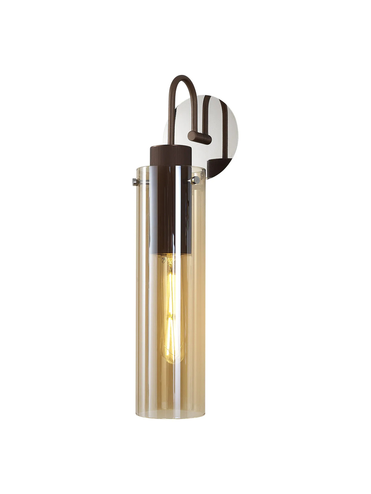 Idolite Snowdon Slim Mocha Wall Light Complete With Amber Glass Shade