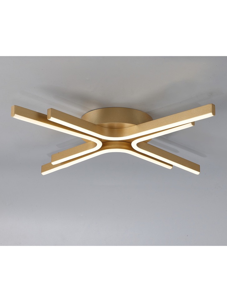 Idolite Stockley 4 Arm Painted Gold Finish Flush Led Ceiling Light C/W Remote Control - CCT Tuneable 3000K - 6000K