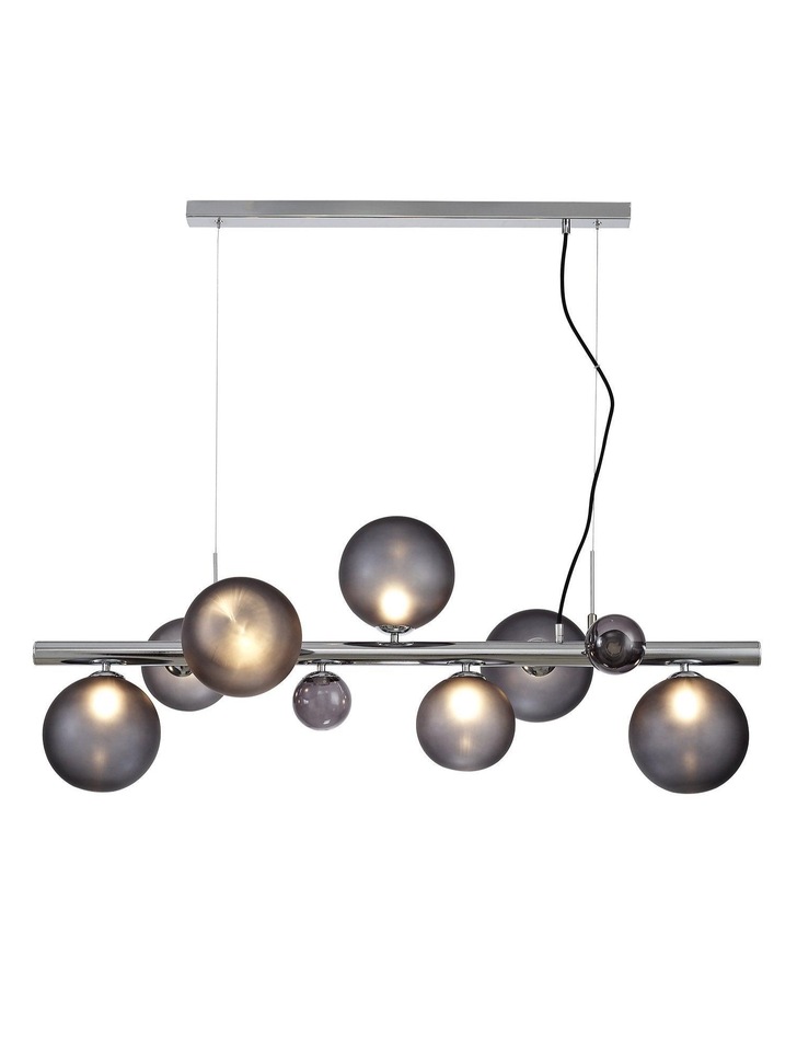 Idolite Stockwell Polished Chrome/Smoked 7 Light Linear Bar Pendant