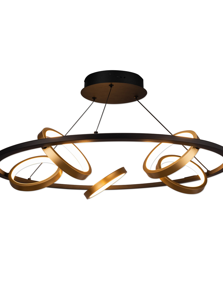 Idolite Tacita 5 Light Led Round Pendant In Satin Black/Gold