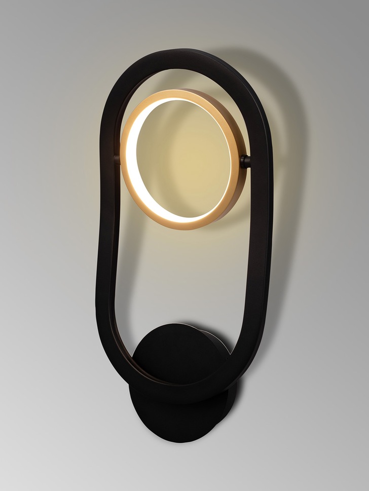 Idolite Tacita Led Wall Light In Satin Black/Gold