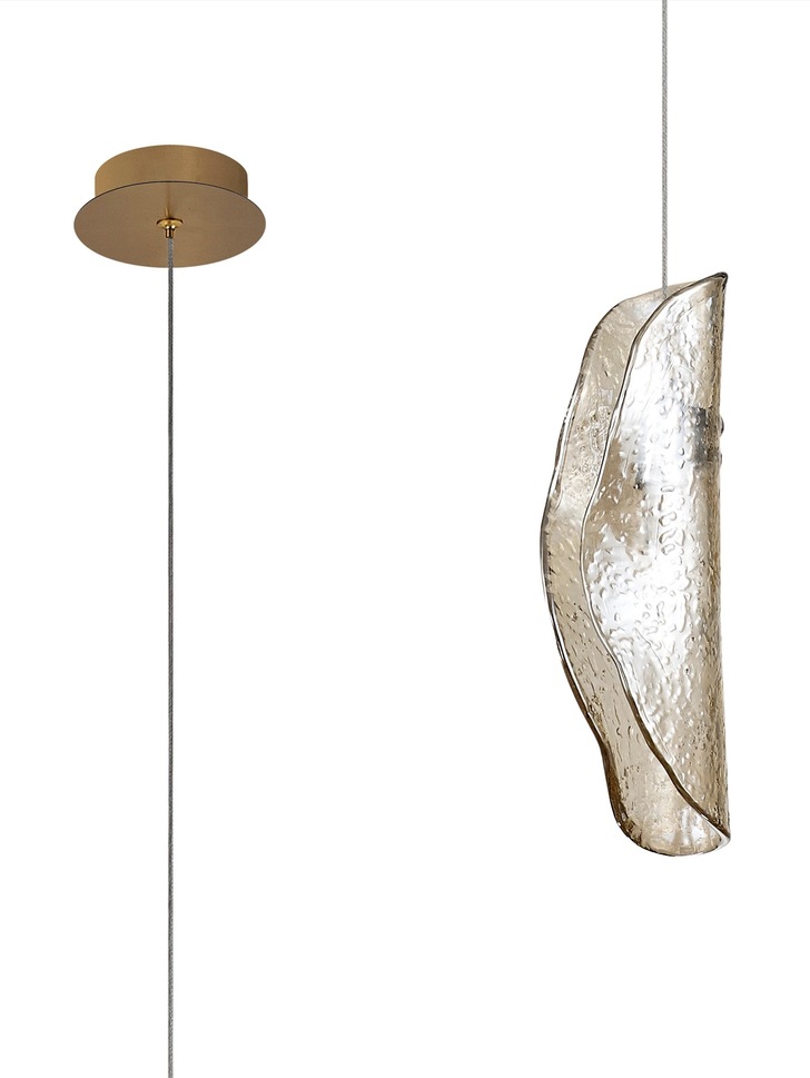 Idolite Tutoko Brass Single Pendant Light Complete With Cognac Glass