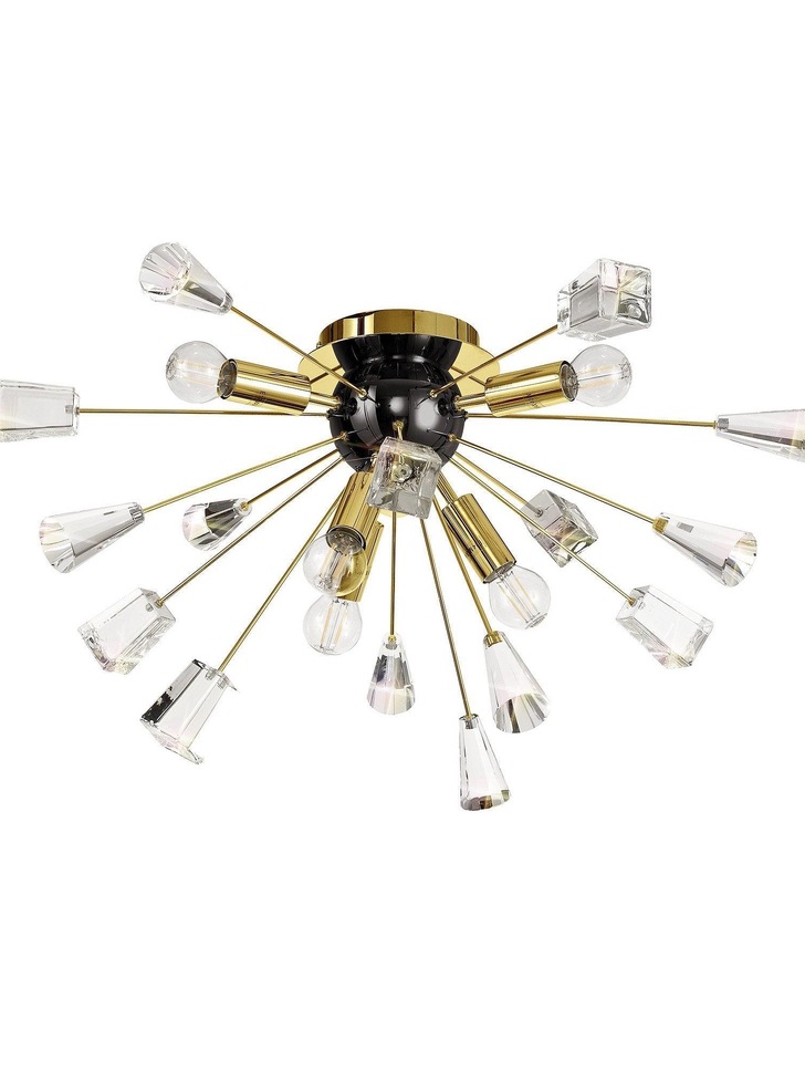 Idolite Zagros Brushed Gold Finish 6 Light Semi Flush Crystal Ceiling Light