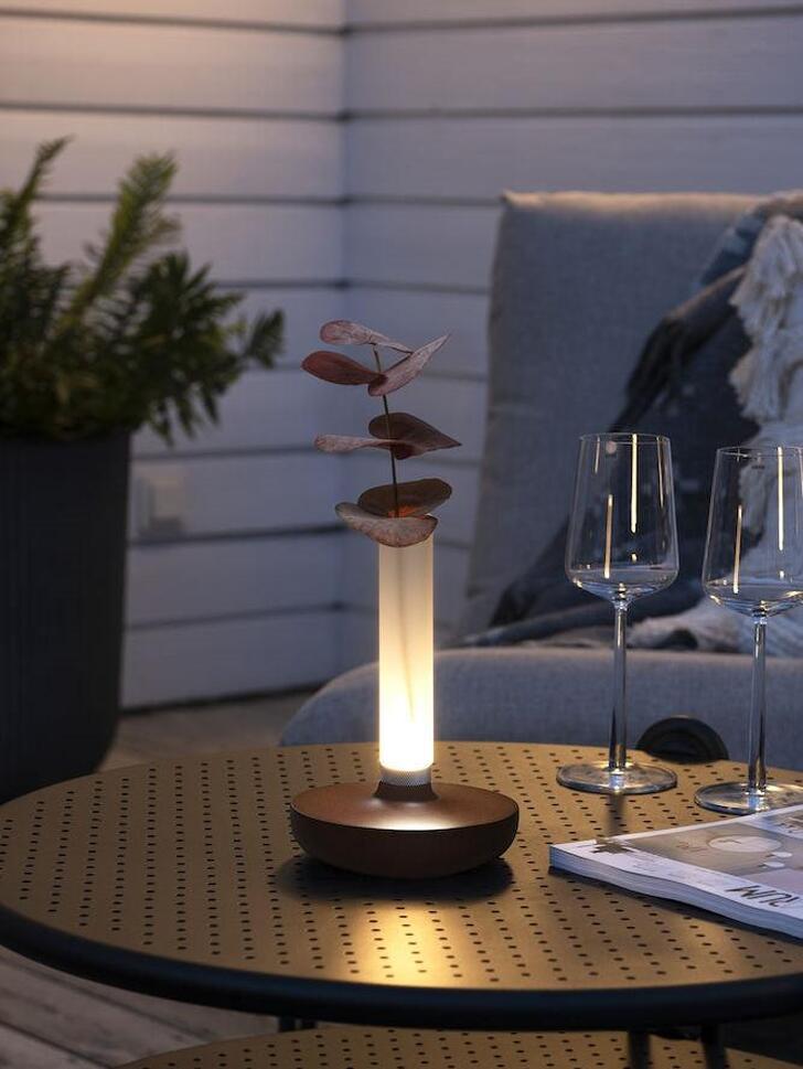 Konstsmide Biarritz Rust Outdoor Portable Usb Table Lamp With Frosted Glass - IP54 - 1800K/3000K/4000K