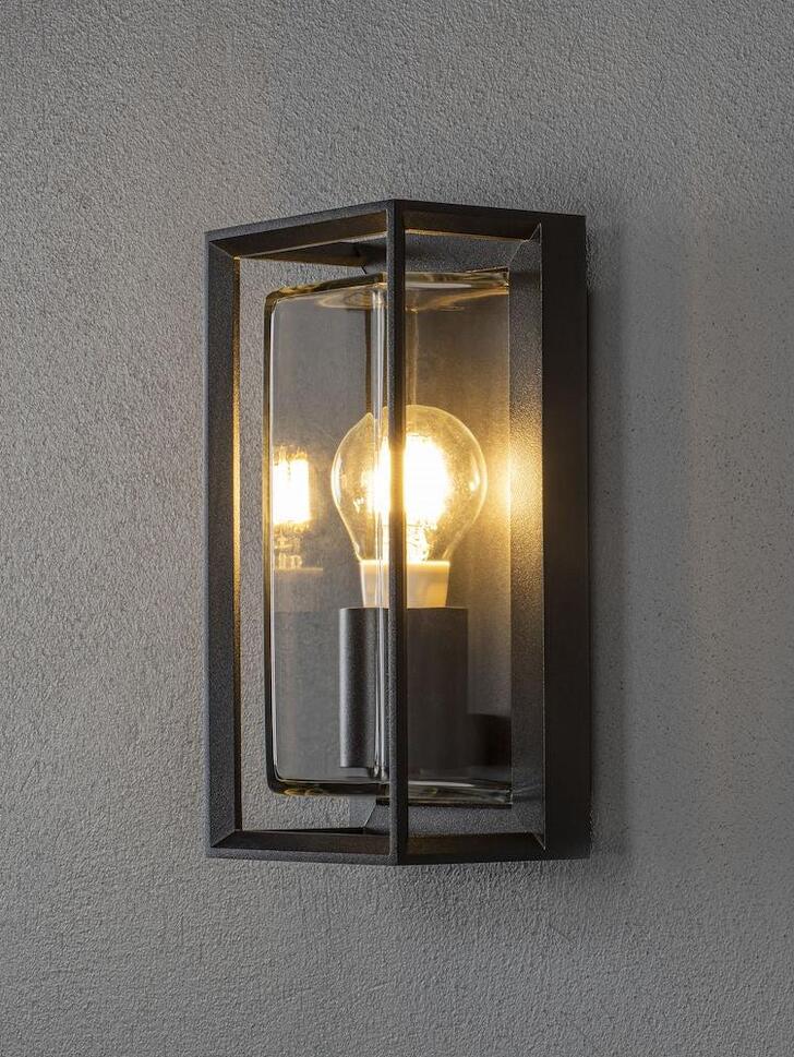 Konstsmide Brindisi Matt Black Exterior Wall Light