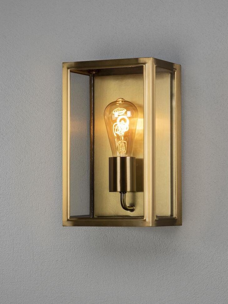 Konstsmide Carpi 7347 Brass Exterior Wall Light With Clear Glass Panels