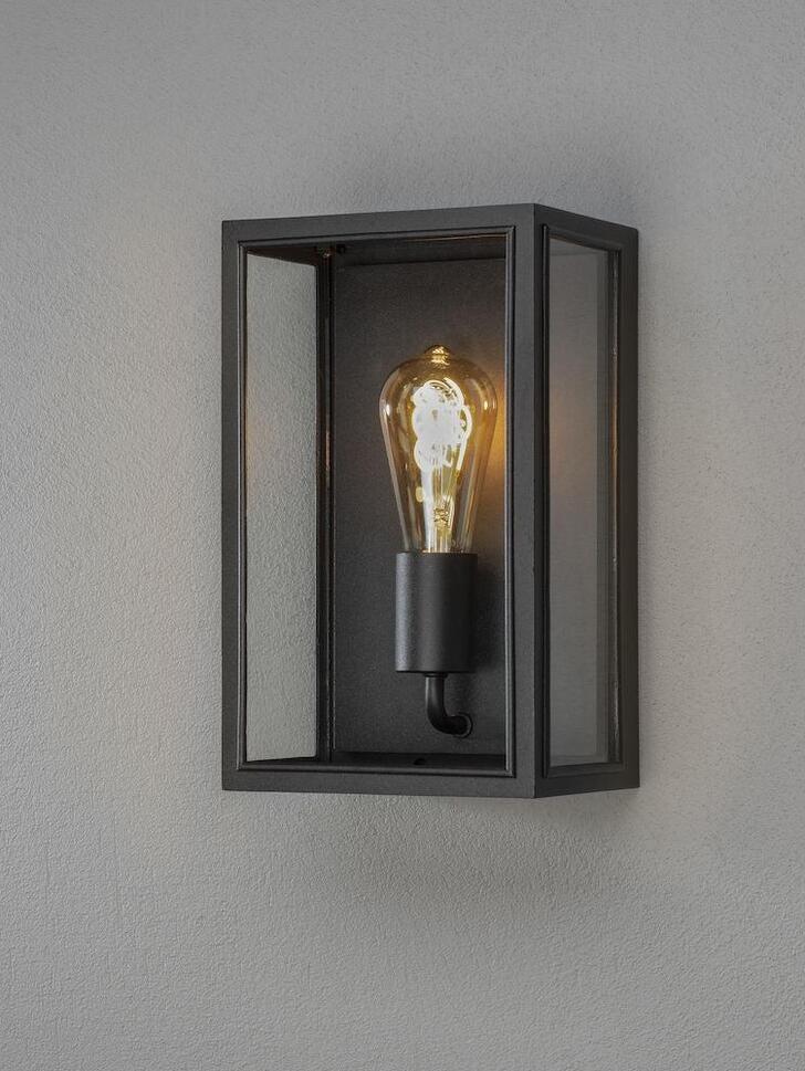 Konstsmide Carpi 7347 Matt Black Exterior Wall Light With Clear Glass Panels