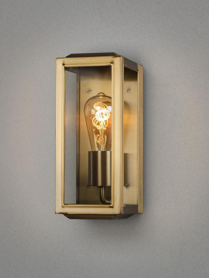 Konstsmide Carpi 7348 Brass Exterior Wall Light With Clear Glass Panels