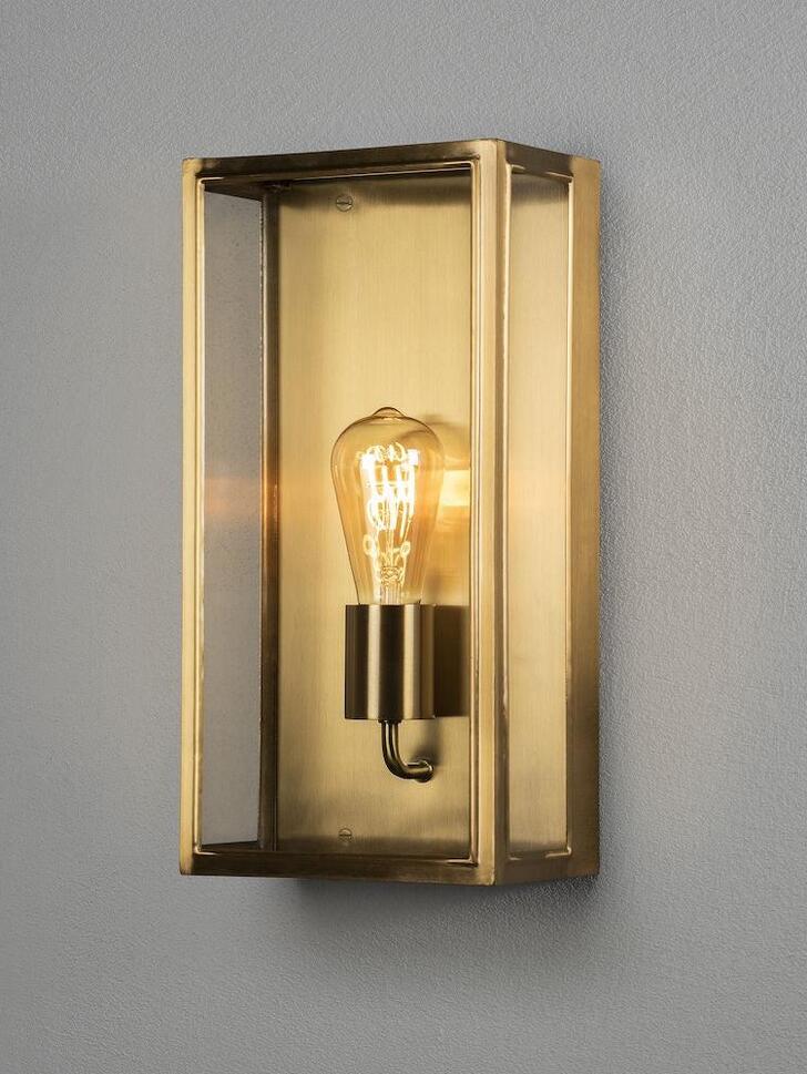 Konstsmide Carpi 7349 Brass Exterior Wall Light With Clear Glass Panels