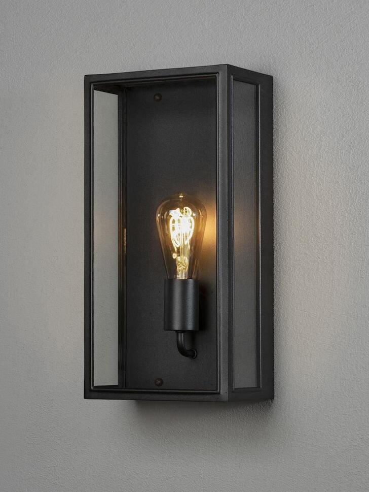 Konstsmide Carpi 7349 Matt Black Exterior Wall Light With Clear Glass Panels