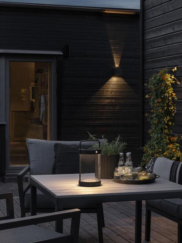 Konstsmide Crotone Black Cylindrical Usb Portable Outdoor Table Lamp - IP54 - 2700K/3000K