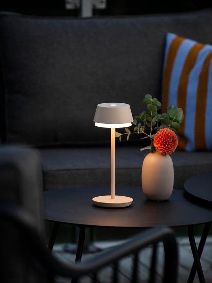 Konstsmide Lyon Usb Outdoor Portable Table Lamp In Sand Finish - IP54 - 2700K/3000K/4000K+RGB