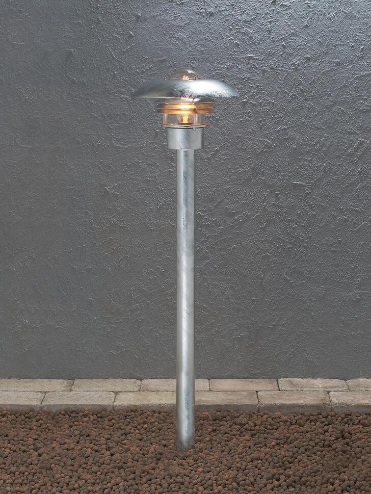 Konstsmide Modena Galvanisted Steel Exterior Post Lamp Complete With Clear Glass