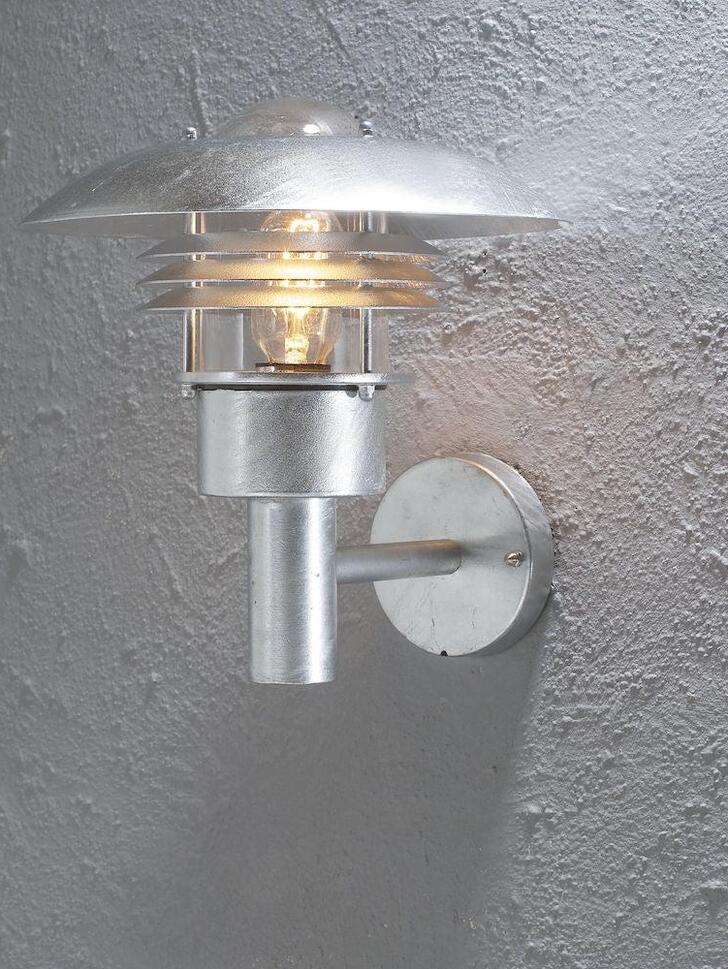 Konstsmide Modena Galvanisted Steel Exterior Wall Light Complete With Clear Glass