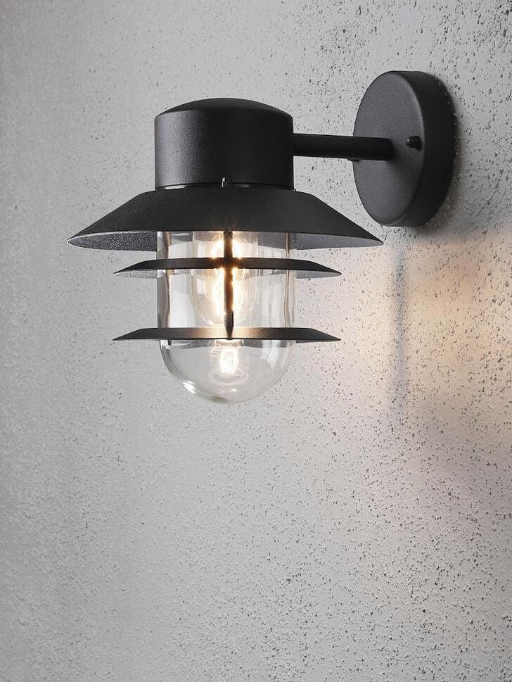 Konstsmide Modena Matt Black Downward Facing Exterior Wall Light Complete With Clear Glass