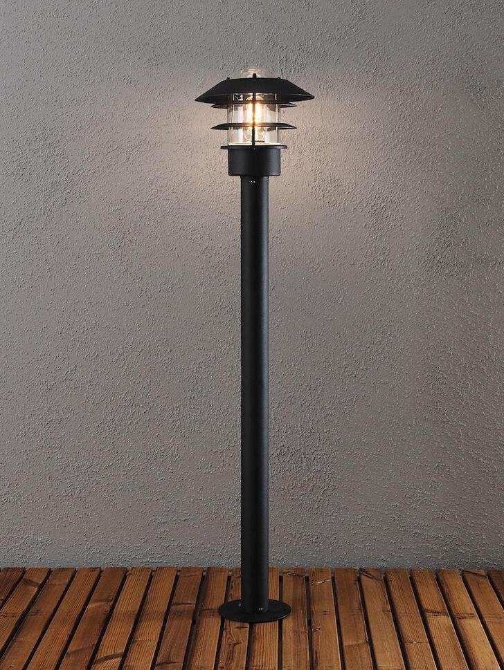 Konstsmide Modena Matt Black Steel Exterior Post Lamp Complete With Clear Glass