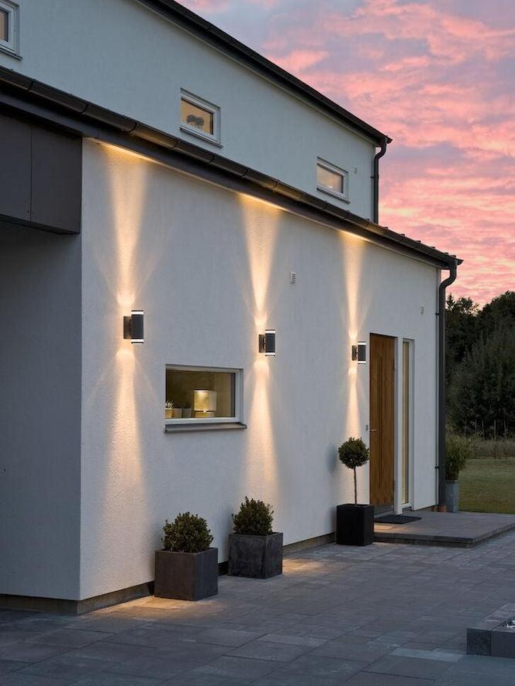 Konstsmide Modena Matt Black Up And Down Exterior Wall Light