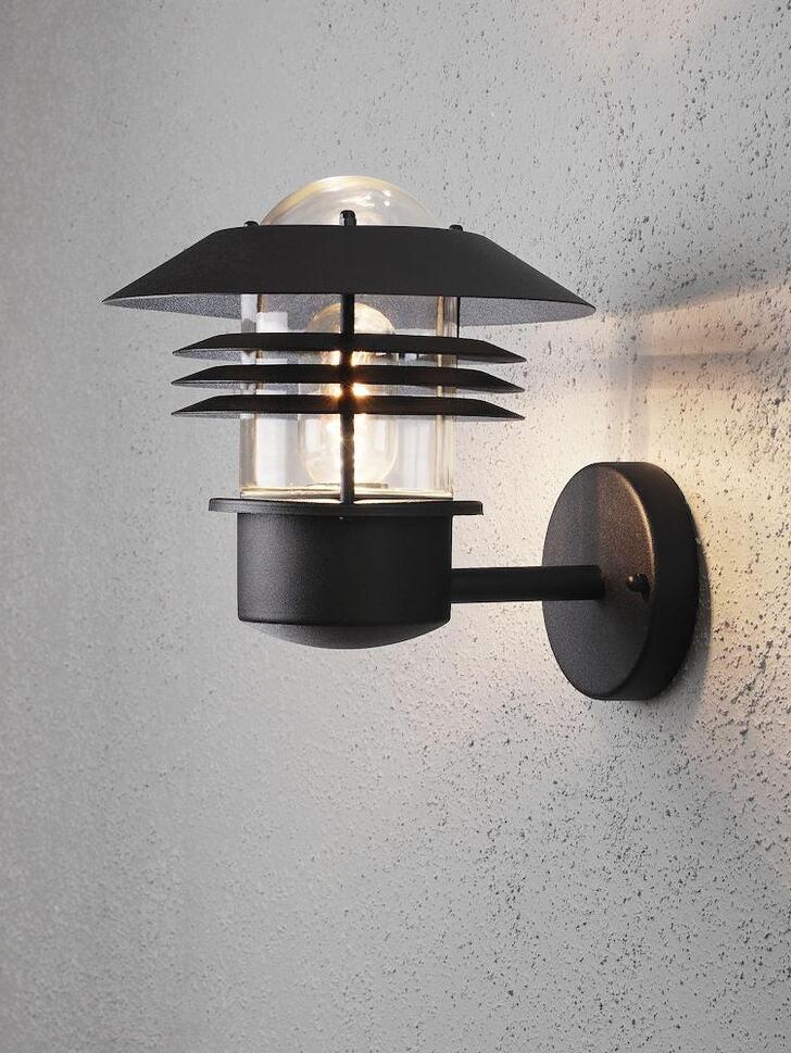 Konstsmide Modena Matt Black Upward Facing Exterior Wall Light Complete With Clear Glass