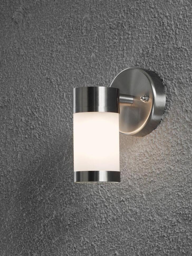 Konstsmide Modena Stainless Steel Downward Facing Exterior Wall Light Complete With Opal Glass Lens