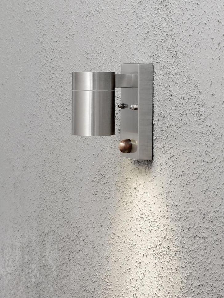 Konstsmide Modena Stainless Steel Downward Facing Exterior Wall Light Complete With Pir