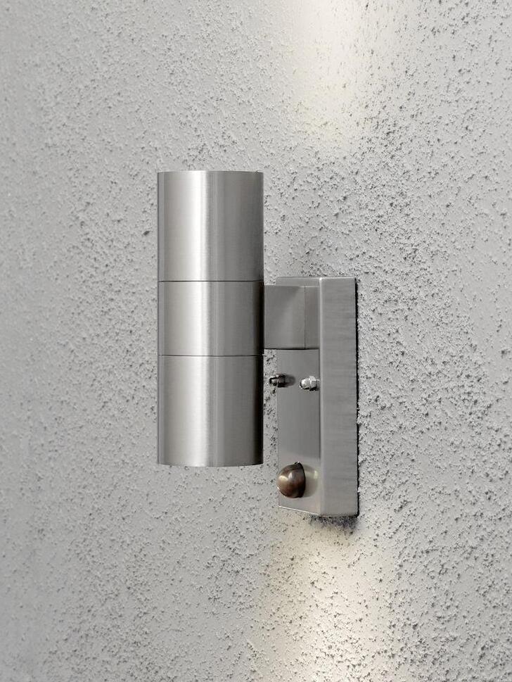 Konstsmide Modena Stainless Steel Up And Down Exterior Wall Light Complete With Pir