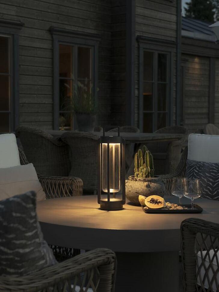 Konstsmide Otranto Black Cylindrical Usb Portable Outdoor Table Lamp - IP54 - 2700K/3000K