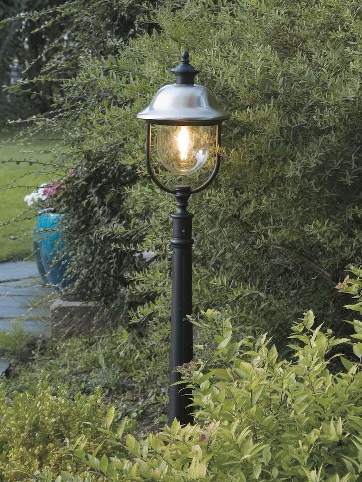 Konstsmide Parma Matt Black Exterior Post Lamp Complete With Stainless Steel Hat And Clear Acrylic Lens