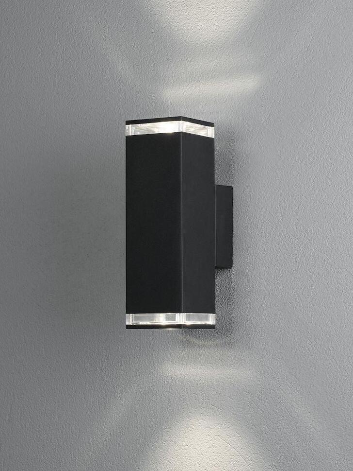 Konstsmide Pollux Matt Black Up And Down Exterior Wall Light