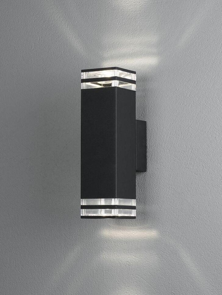 Konstsmide Pollux Matt Black Up And Down Large Exterior Wall Light