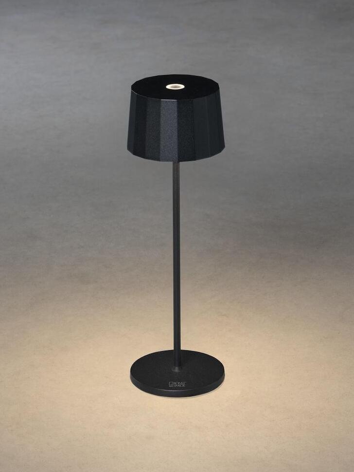 Konstsmide Portofino Black Portable Solar Dusk To Dawn Outdoor Lamp - IP54 - 2700K/3000K