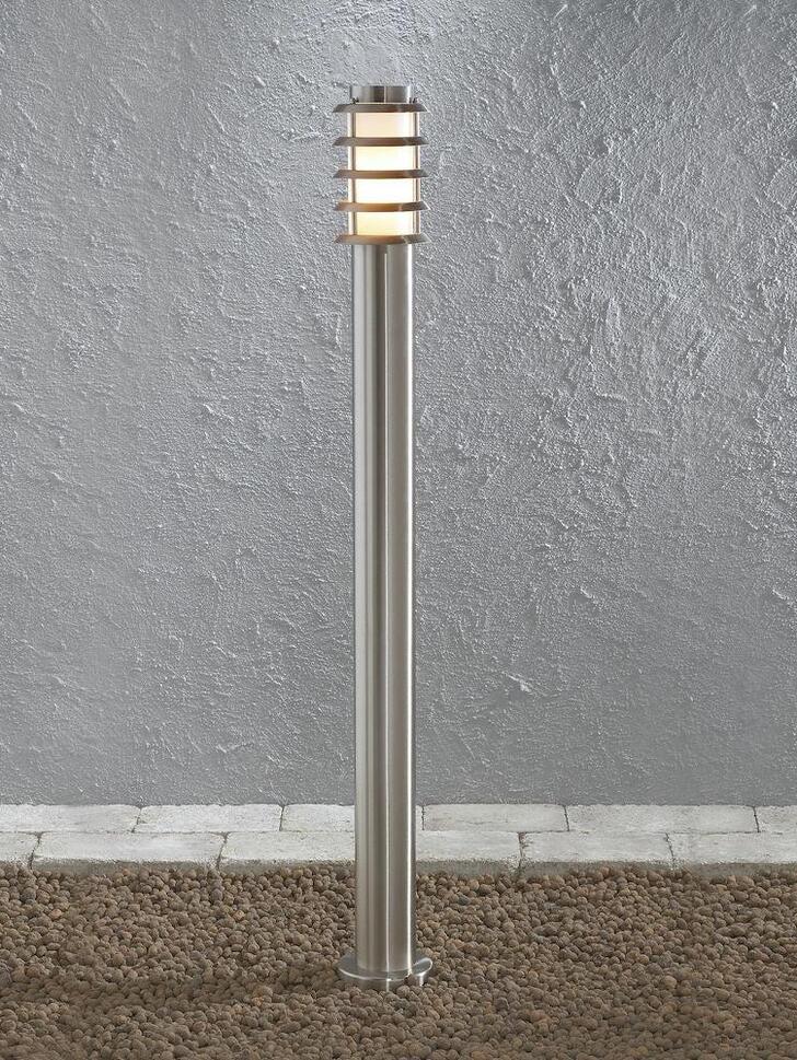 Konstsmide Trento Stainless Steel Exterior Post Lamp Complete With Opal Acrylic Lens