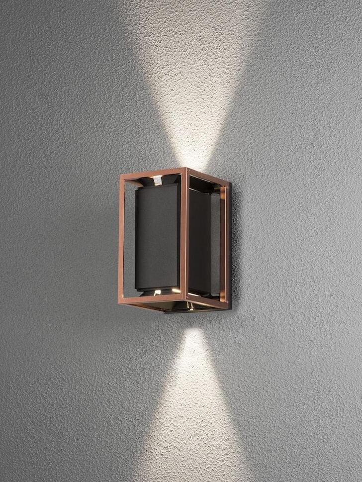 Konstsmide Vale Black And Copper Exterior Wall Light