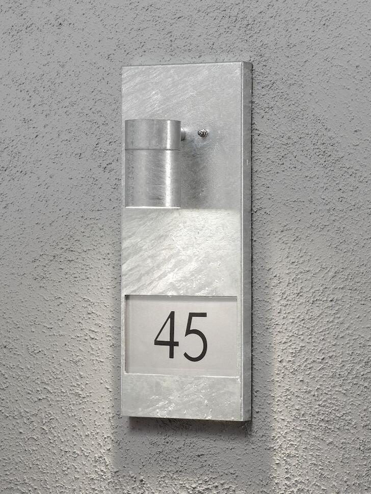 Kosnstmide Modena Downward Facing Galvanised Exterior Wall Light Complete With Numbers