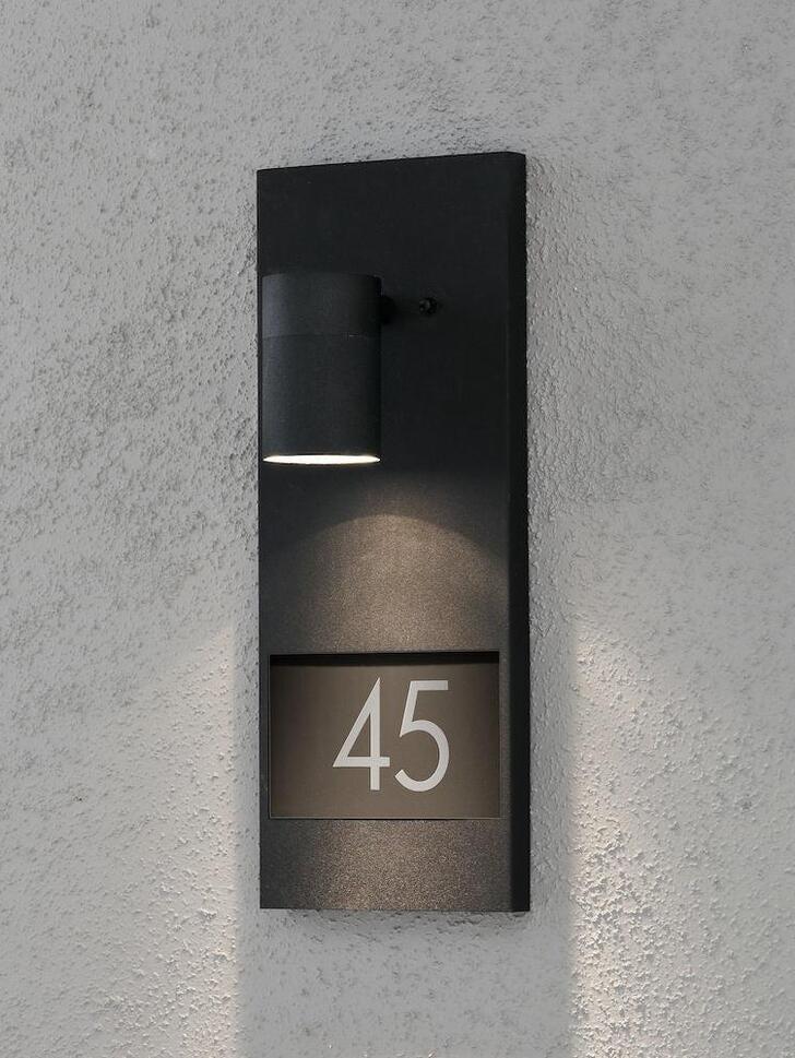 Kosnstmide Modena Downward Facing Matt Black Exterior Wall Light Complete With Numbers