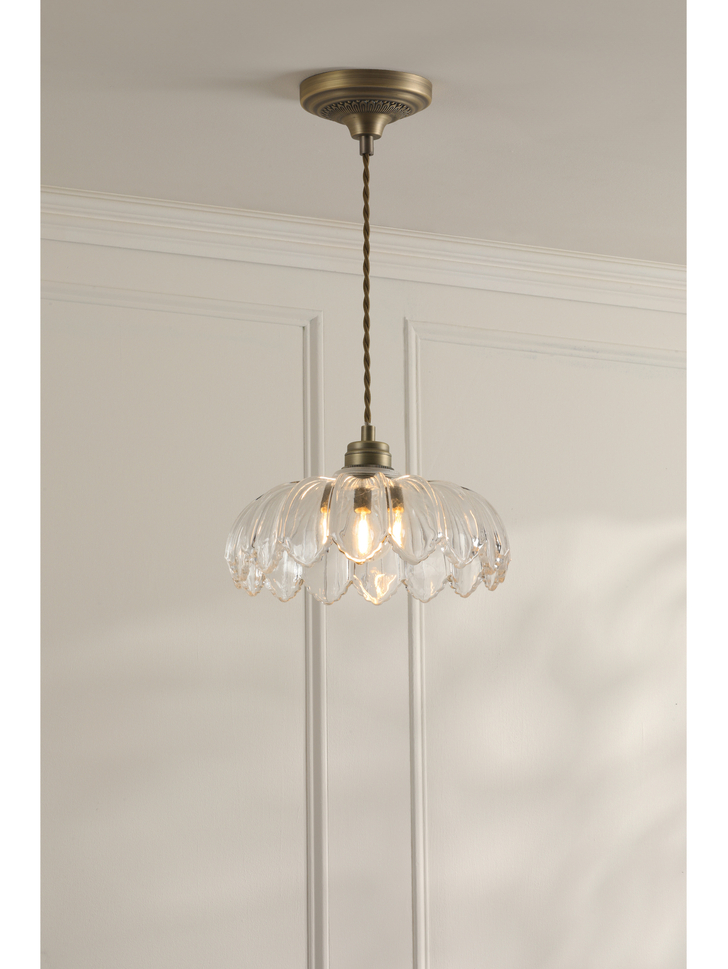 Laura Ashley Bexwell Pendant Matt Antique Brass and Glass