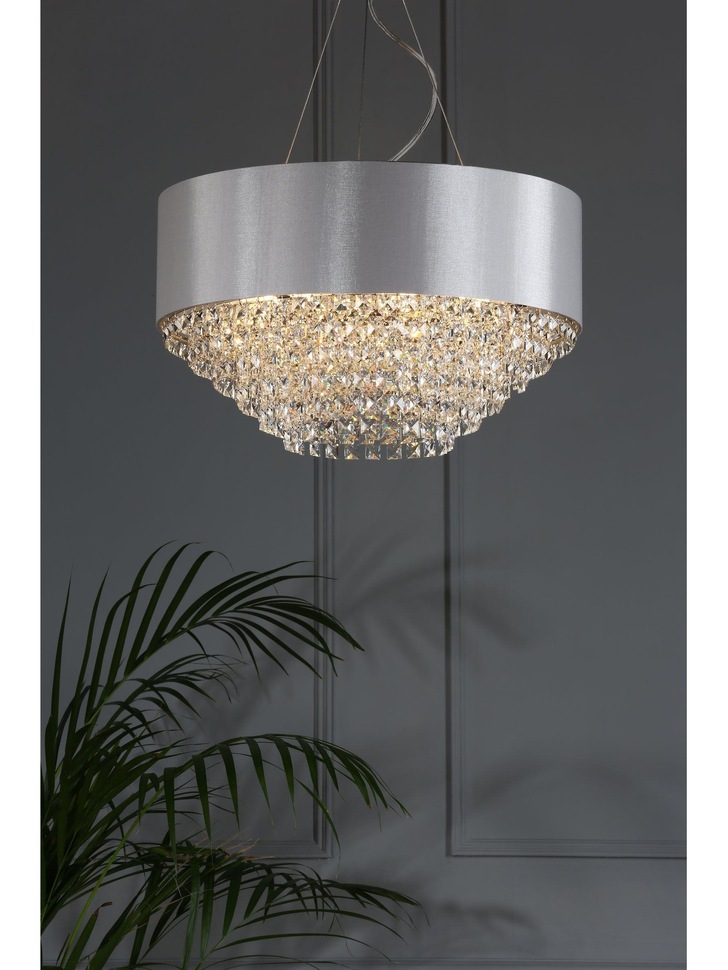 Laura Ashley Carrington 5 Light Crystal Pendant Complete With Grey Shade