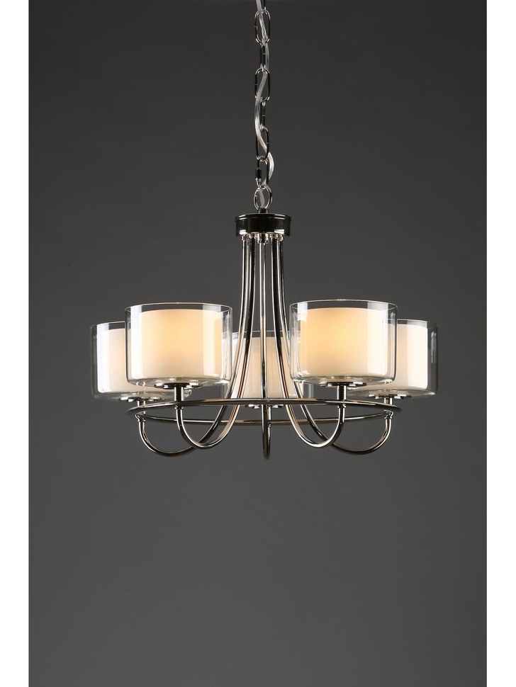 Laura Ashley LA3703637-Q Southwell Polished Nickel 5 Light Chandelier Complete With Opal Glasses