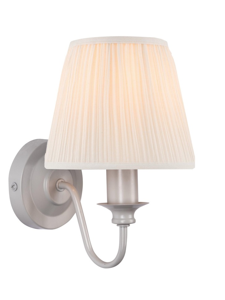 Laura Ashley LA3724953-Q Ellis Satin Grey Single Wall Light Complete With Ivory Cotton Shade