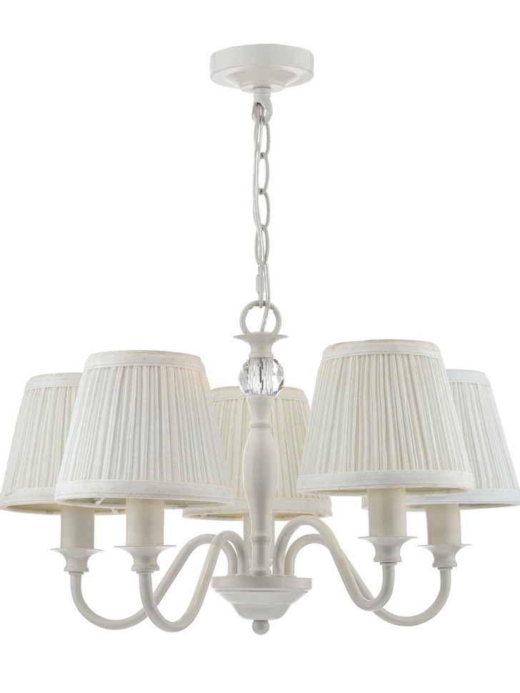 Laura Ashley LA3725830-Q Ellis Satin Grey & Crystal 5 Light Chandelier Complete With Ivory Cotton Shades