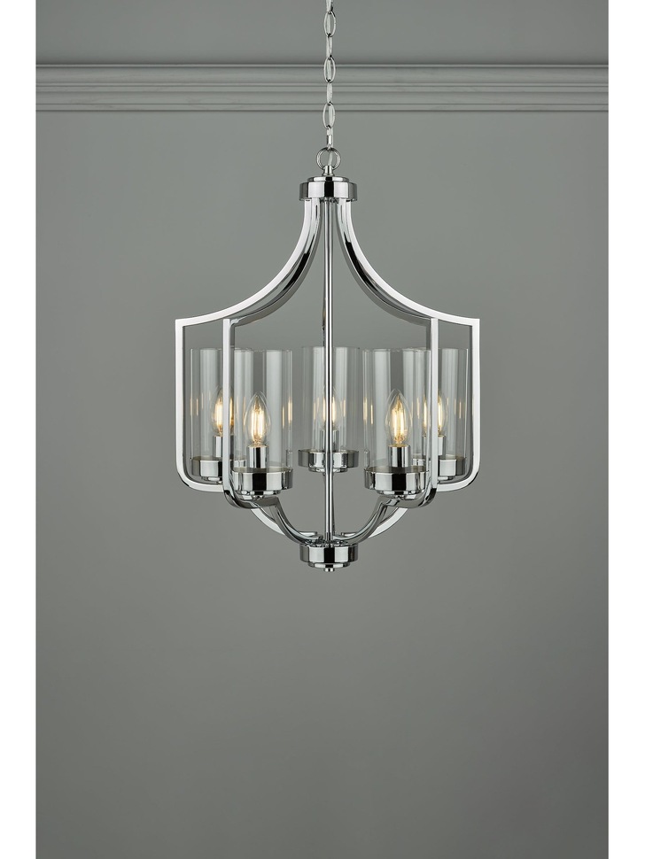 Laura Ashley LA3732578-Q Joseph Polished Chrome 5 Light Pendant With Clear Glass Shades