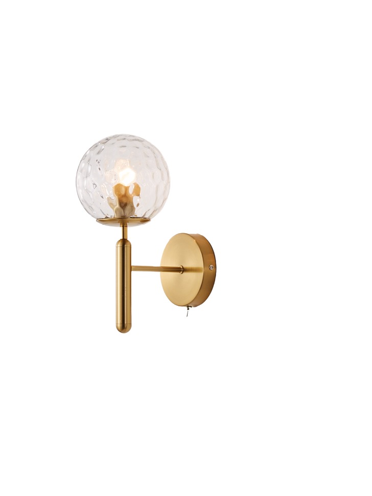 Lorelei Single Wall Light Brushed Brass With Clear Glass Globes