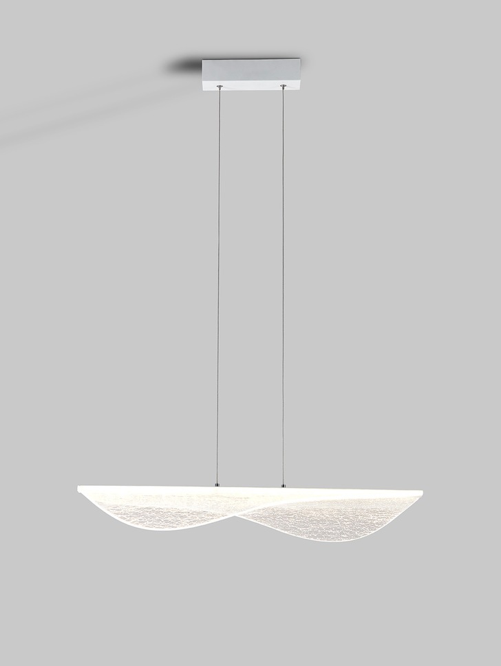 Mantra Bianca Crackled Acrylic Effect LED Linear Bar Pendant White - 3000K