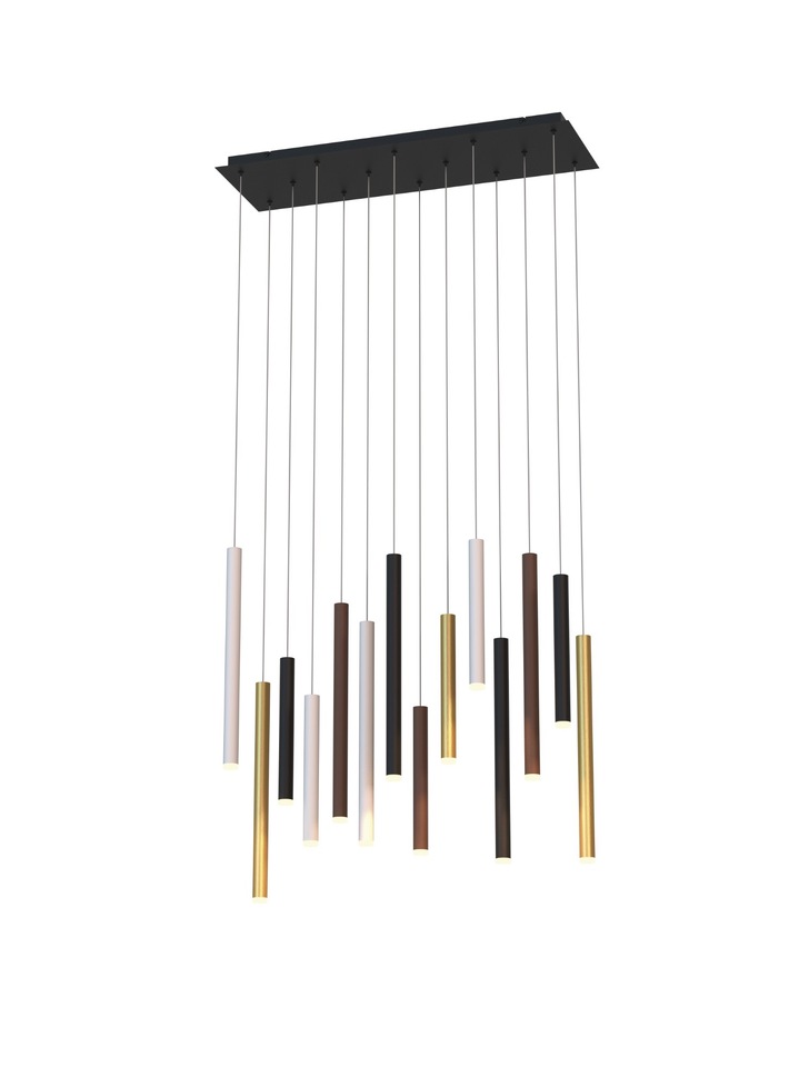 Mantra Cala 14 Light LED Linear Bar Pendant Sand White/Sand Black/Gold/Rust Brown