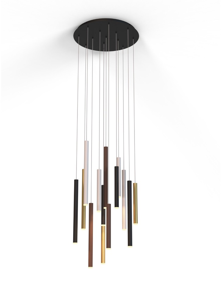 Mantra Cala 14 Light LED Round Cluster Pendant Sand White/Sand Black/Gold/Rust Brown