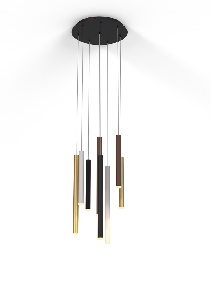 Mantra Cala 8 Light LED Round Cluster Pendant Sand White/Sand Black/Gold/Rust Brown