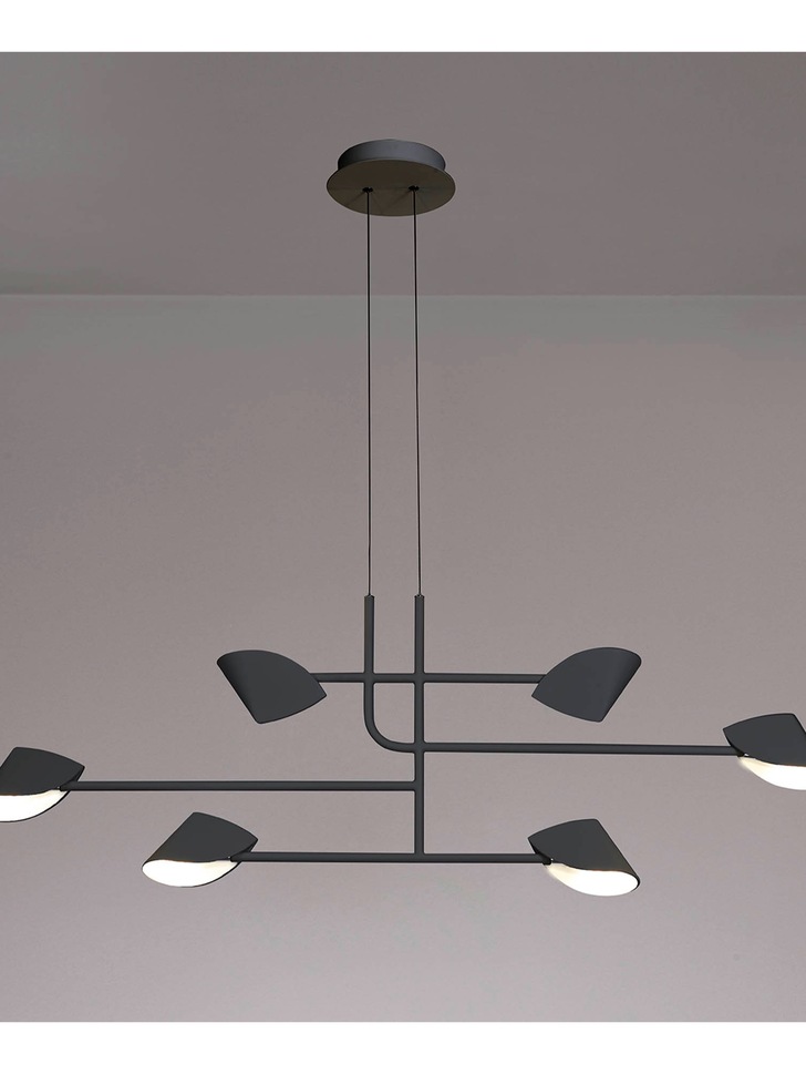 Mantra Capuccina LED 6 Light Linear Pendant Black - 3000K