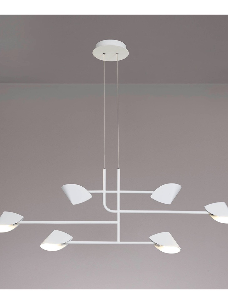 Mantra Capuccina LED 6 Light Linear Pendant White - 3000K