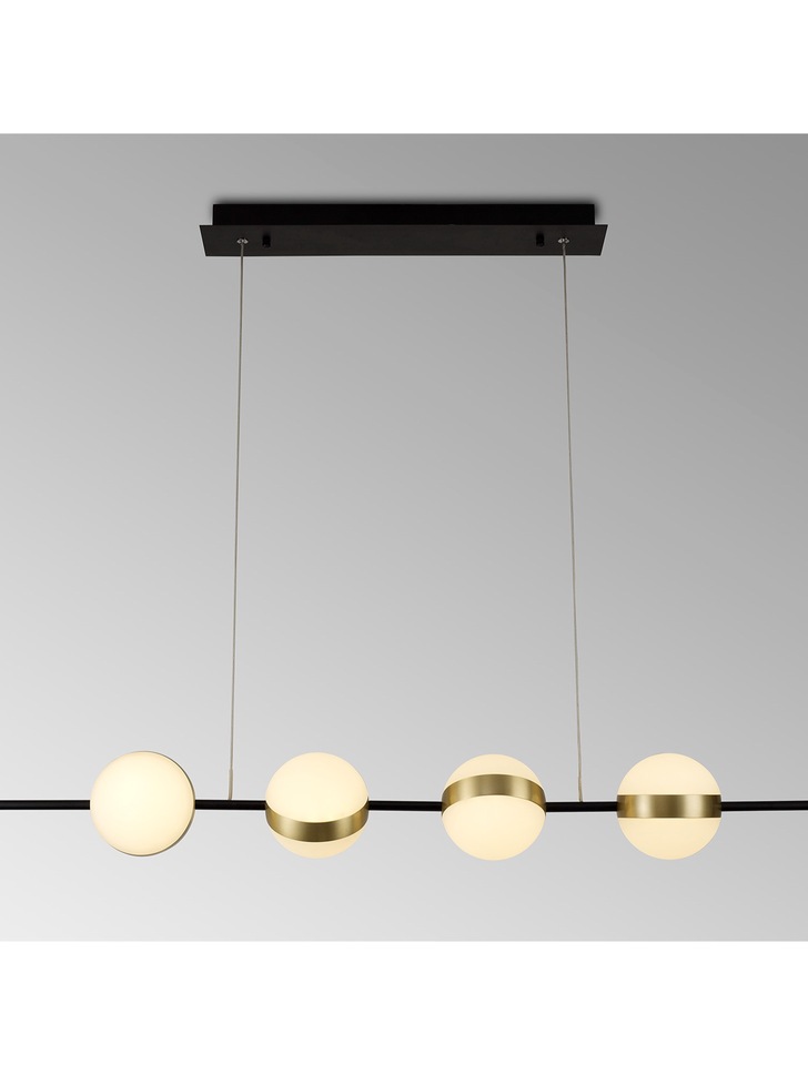 Mantra Cuba 4 Light LED Linear Bar Pendant Black & Gold - 3000K