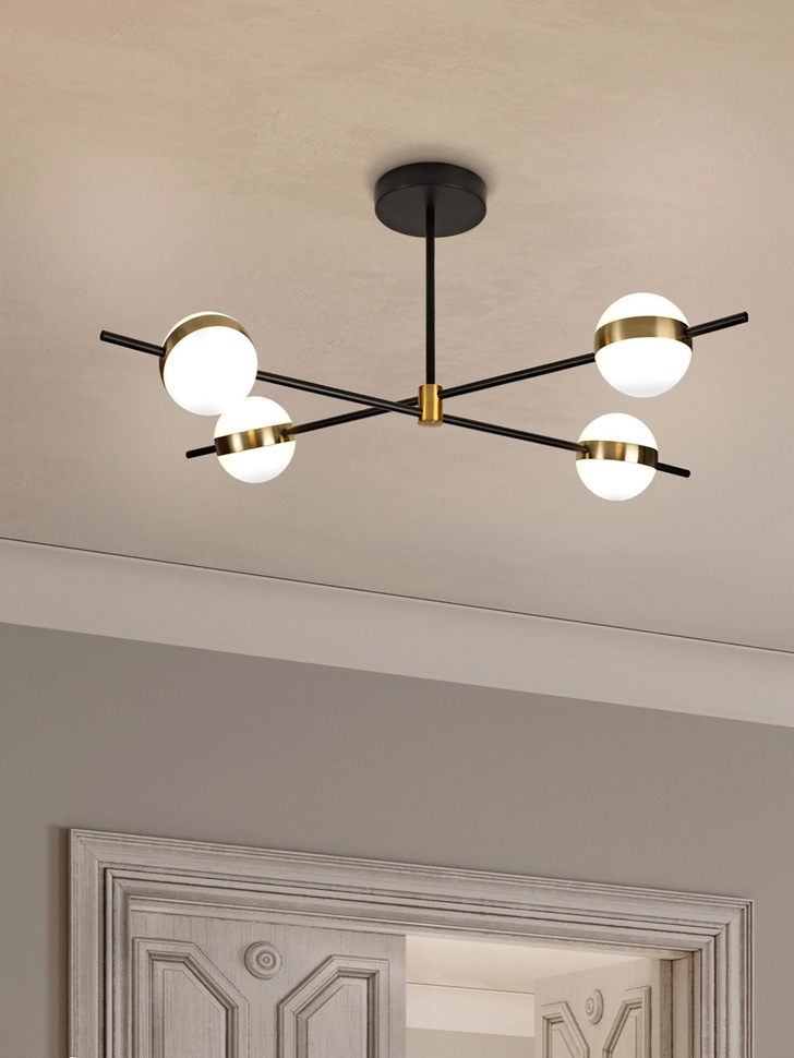 Mantra Cuba 4 Light LED Semi-Flush Ceiling Light Black & Gold - 3000K