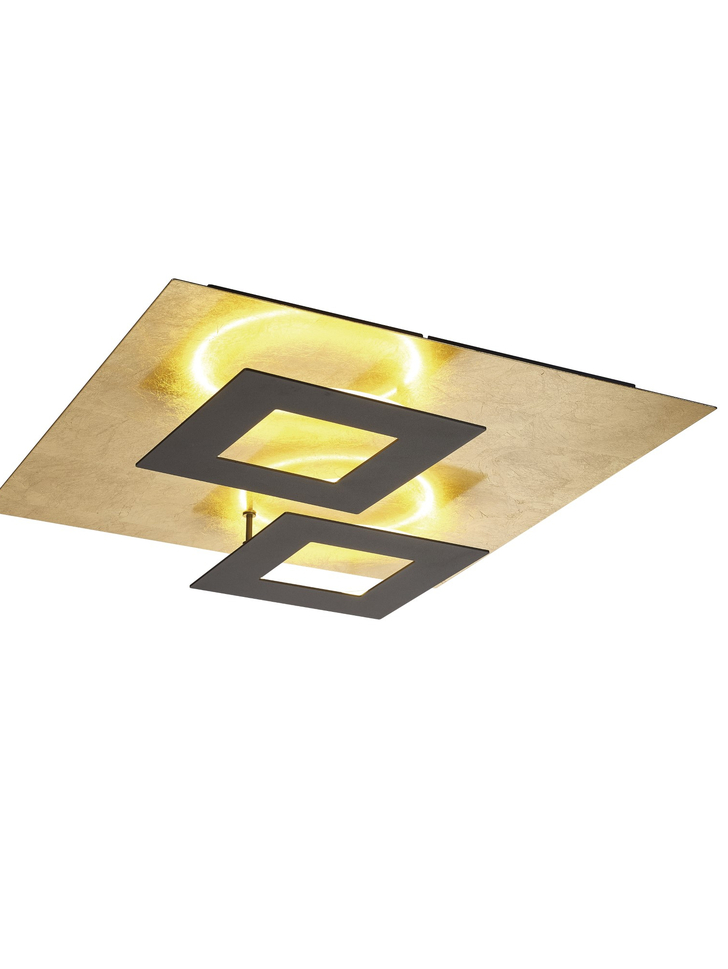 Mantra Dalia Black And Gold Large Square Flush Led Ceiling Light - M8162 - 3000K